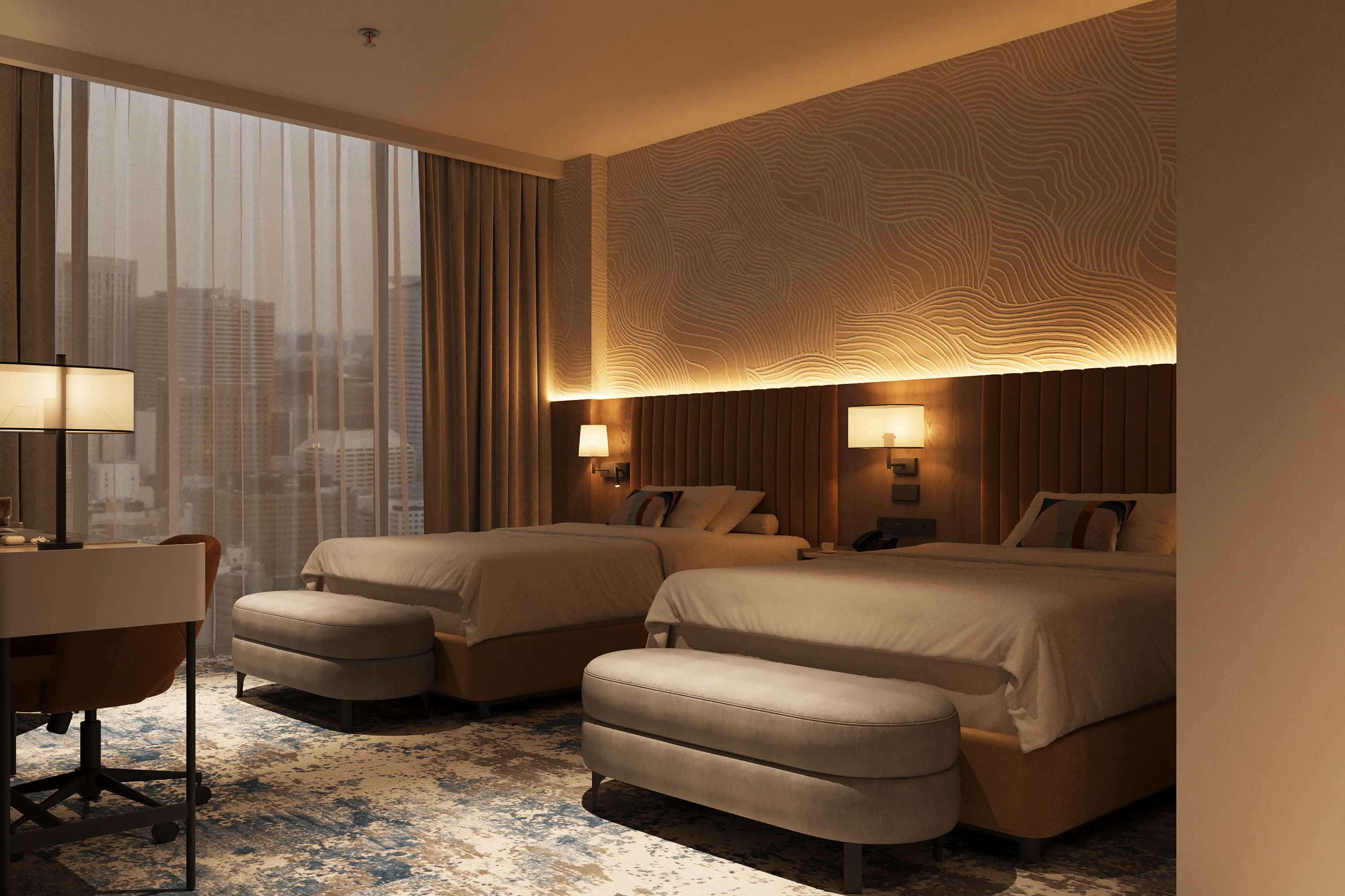 Hotel Voco joinery and desk visualization